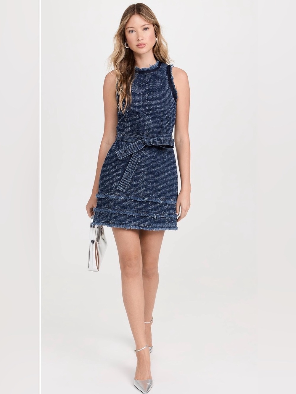 NWOT 395.00 CINQ A SEPT Boucle Denim Mindie Dress 12